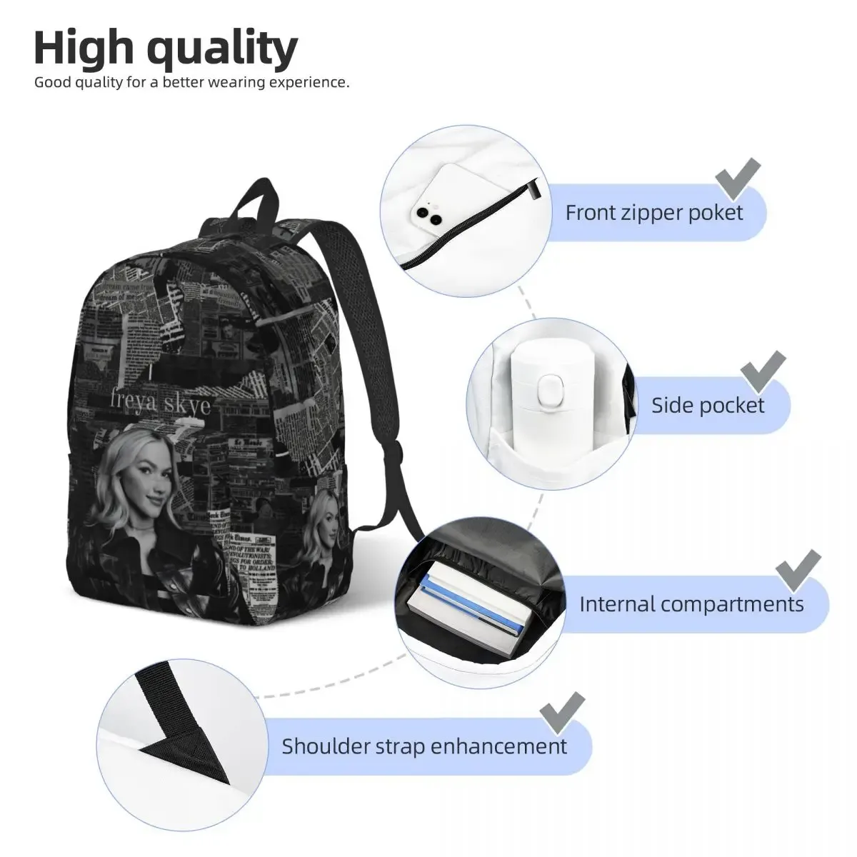 sac à dos tendance freyas skyes singer tour 2026 pour homme et femme, idéal pour le lycée, le travail et les activités de plein air, sacoche pour ordinateur portable en toile