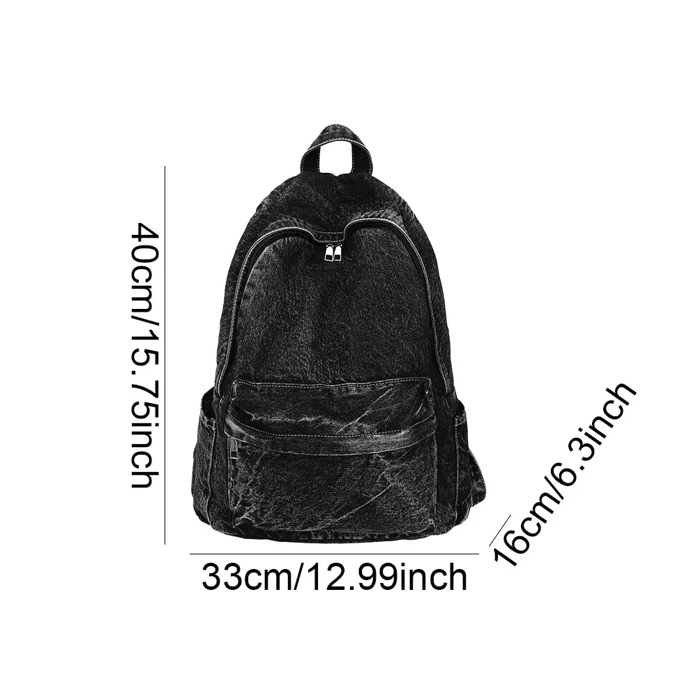 sac à dos rétro en toile à fermeture éclair pour hommes et femmes, sac d'école multi-poches, sacs de sport de voyage solides, nouveau denim, initié sr