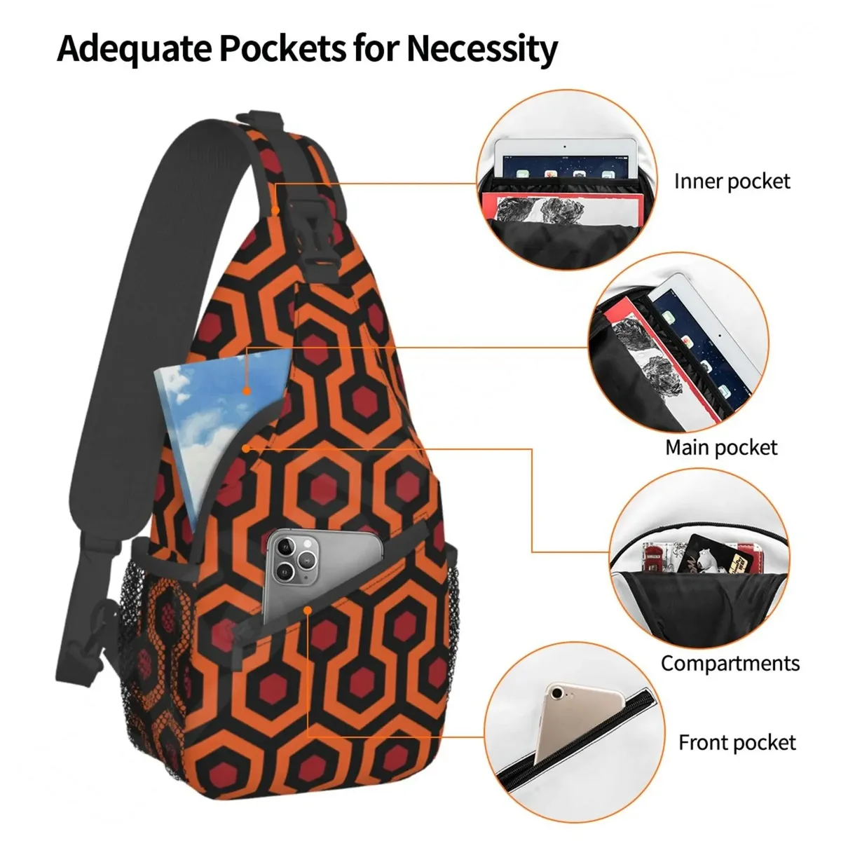 the shining overlook hotel crossbody sling backpacks, chest sling backpacks for women and men, casual for travel and hiking