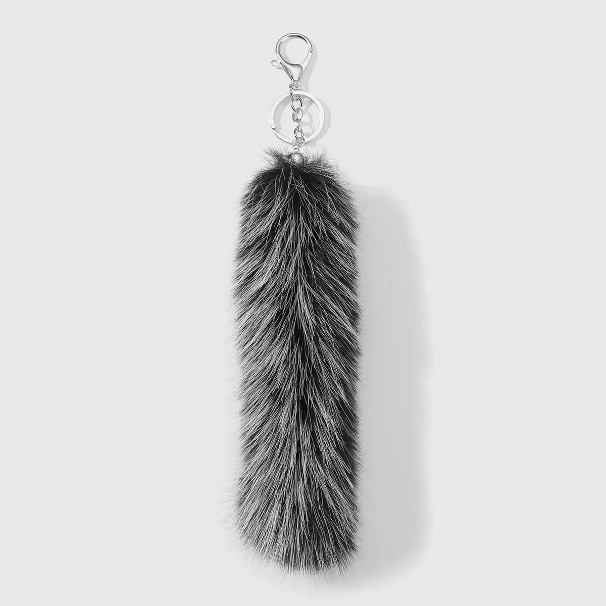 porte-clés queue de raton laveur en fausse fourrure, breloque de sac rayée et moelleuse pour femmes et filles, accessoire pendentif pour sac à dos et sac à main style y2k punk
