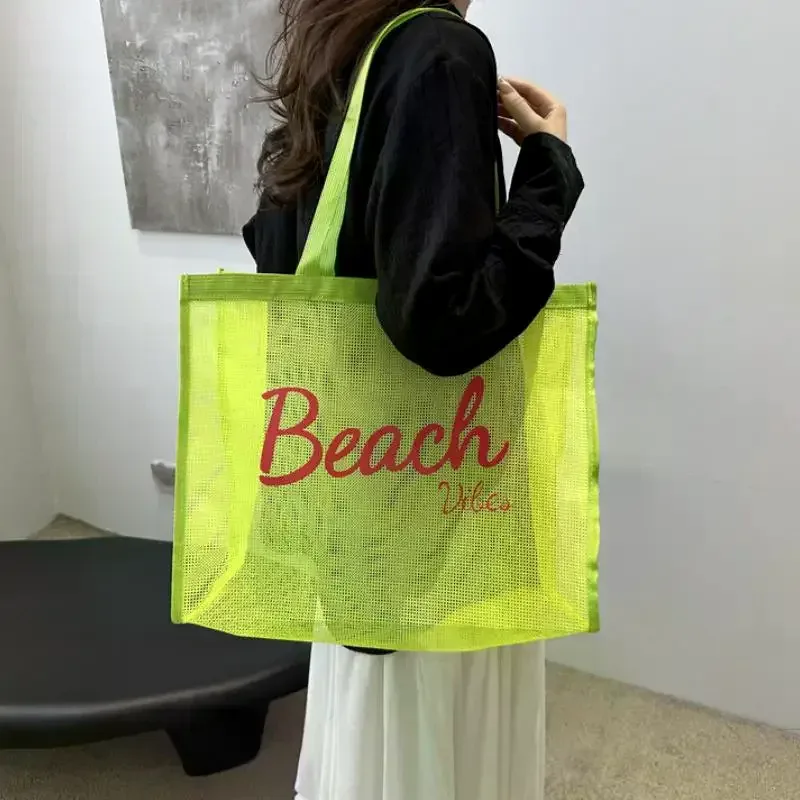 grand sac en maille réutilisable pour femmes, sac de rangement pour la piscine, les voyages/natation, sac de rangement à séchage rapide pour la douche