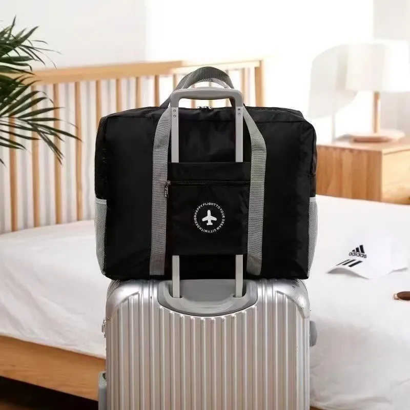sac de voyage pliable de couleur unie, grande capacité, en tissu oxford imperméable, pour le sport et les voyages