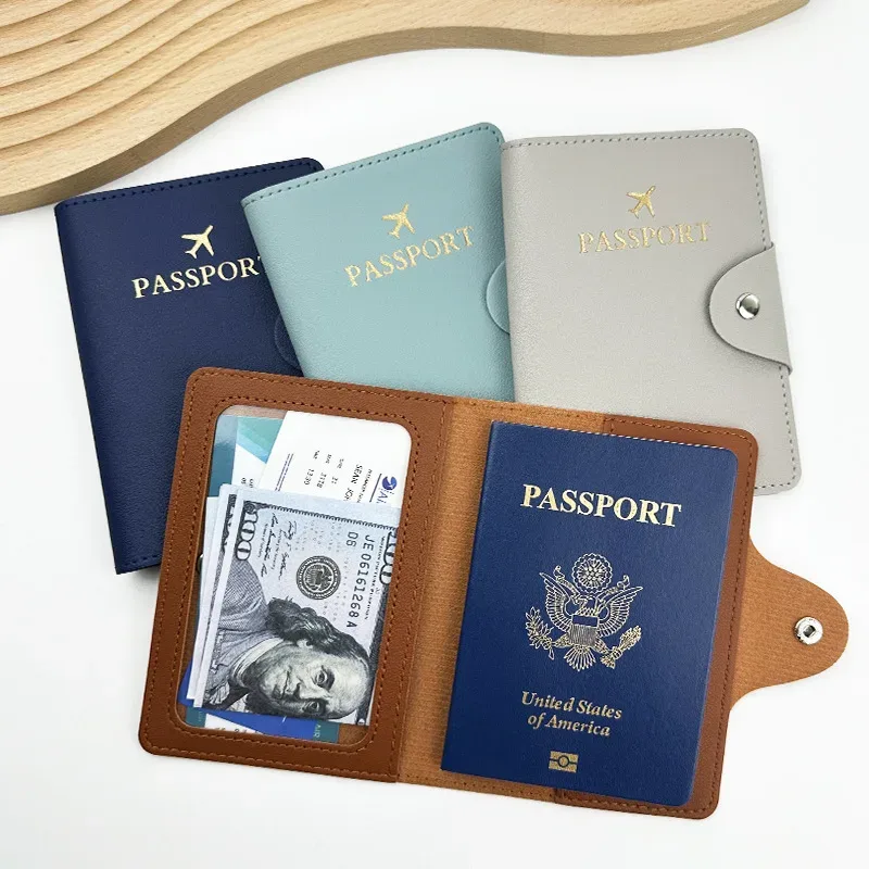 nouvel étui de passeport en cuir pu, porte-documents de voyage pour femmes et hommes