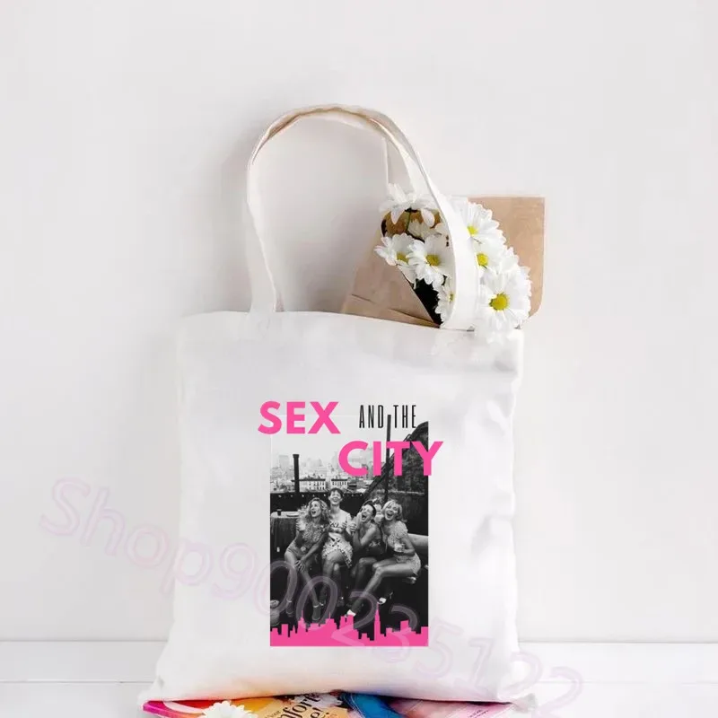 sac fourre-tout en toile imprimé sexe et la ville, sac à main de grande capacité pour étudiants, sac à bandoulière de mode, sacs de shopping pour femmes, voyage