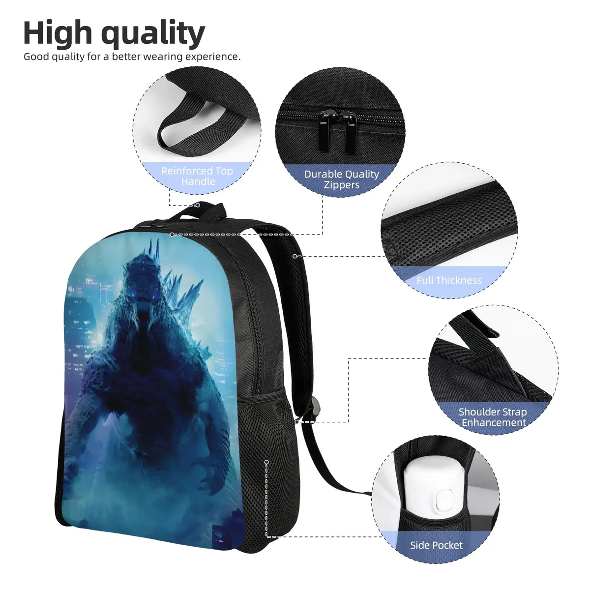 sac à dos 1 pièce, motif bête ancienne, godzilla, pour la rentrée scolaire, sac à main de campus, cadeau d'anniversaire, nouvelle année scolaire