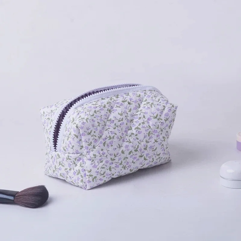 organisateur de rangement, trousse de maquillage matelassée florale, pochette cosmétique imprimée de fleurs, grande trousse de maquillage de voyage, accessoire de maquillage