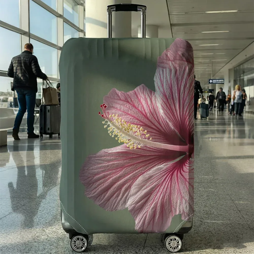 housse de bagage à imprimé fleur d'hibiscus, adaptée aux bagages de 18 à 32 pouces, manchon pour poignée de bagage, accessoires de voyage