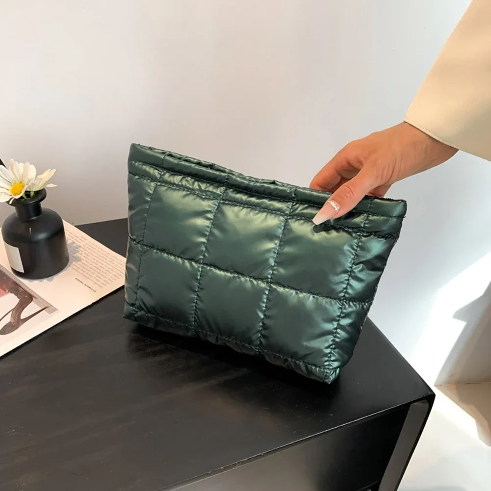 trousse de maquillage matelassurera pour femme, sac cosmétique, sac de rangement de maquillage matelassé, grande capacité, poudres de maquillage, trousse de toilette solide