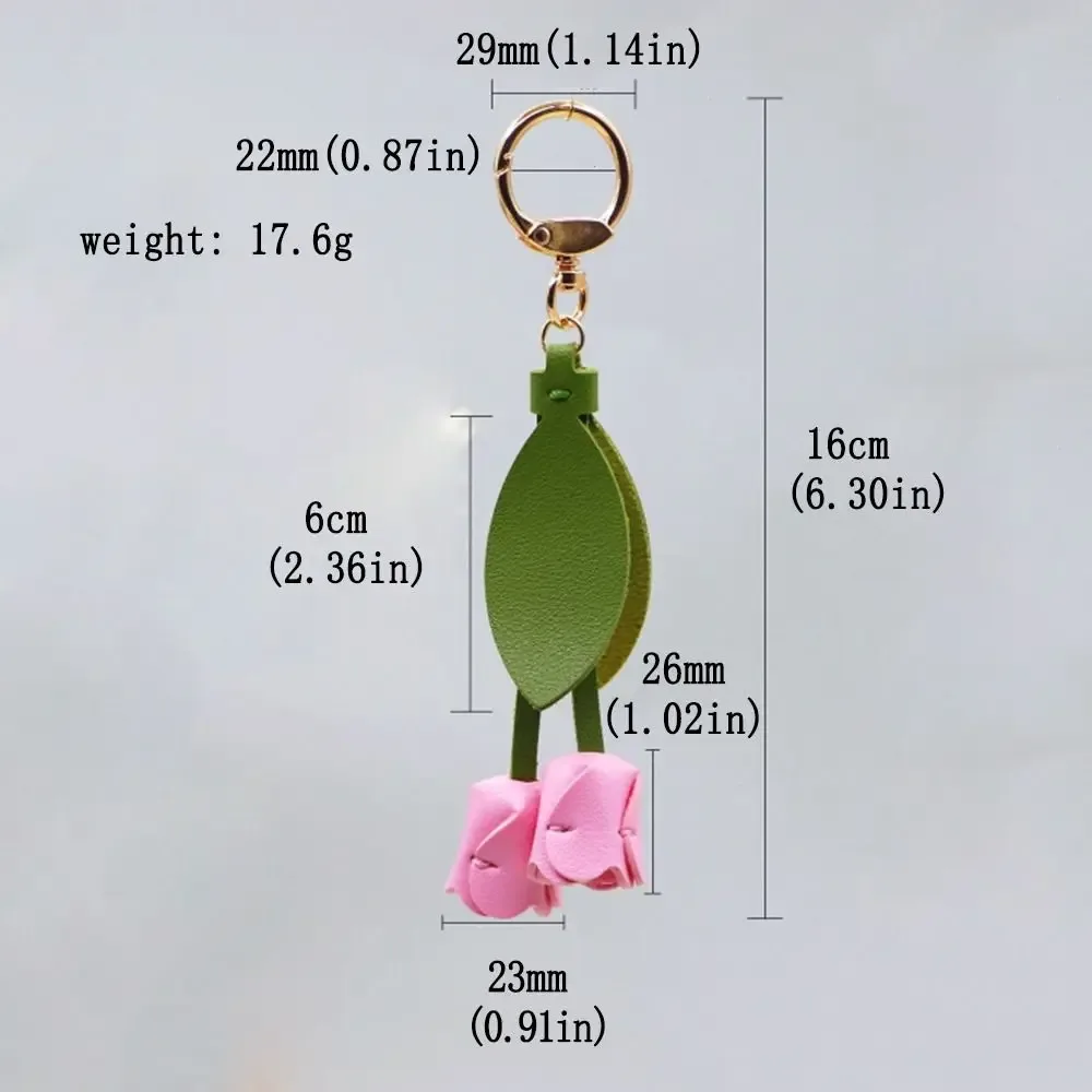 pendentif de sac sweet tulip, en cuir pu dopamine, accessoire de décoration pour sac à dos frais, accessoires assortis pour sac, lanière florale de style coréen pour fille
