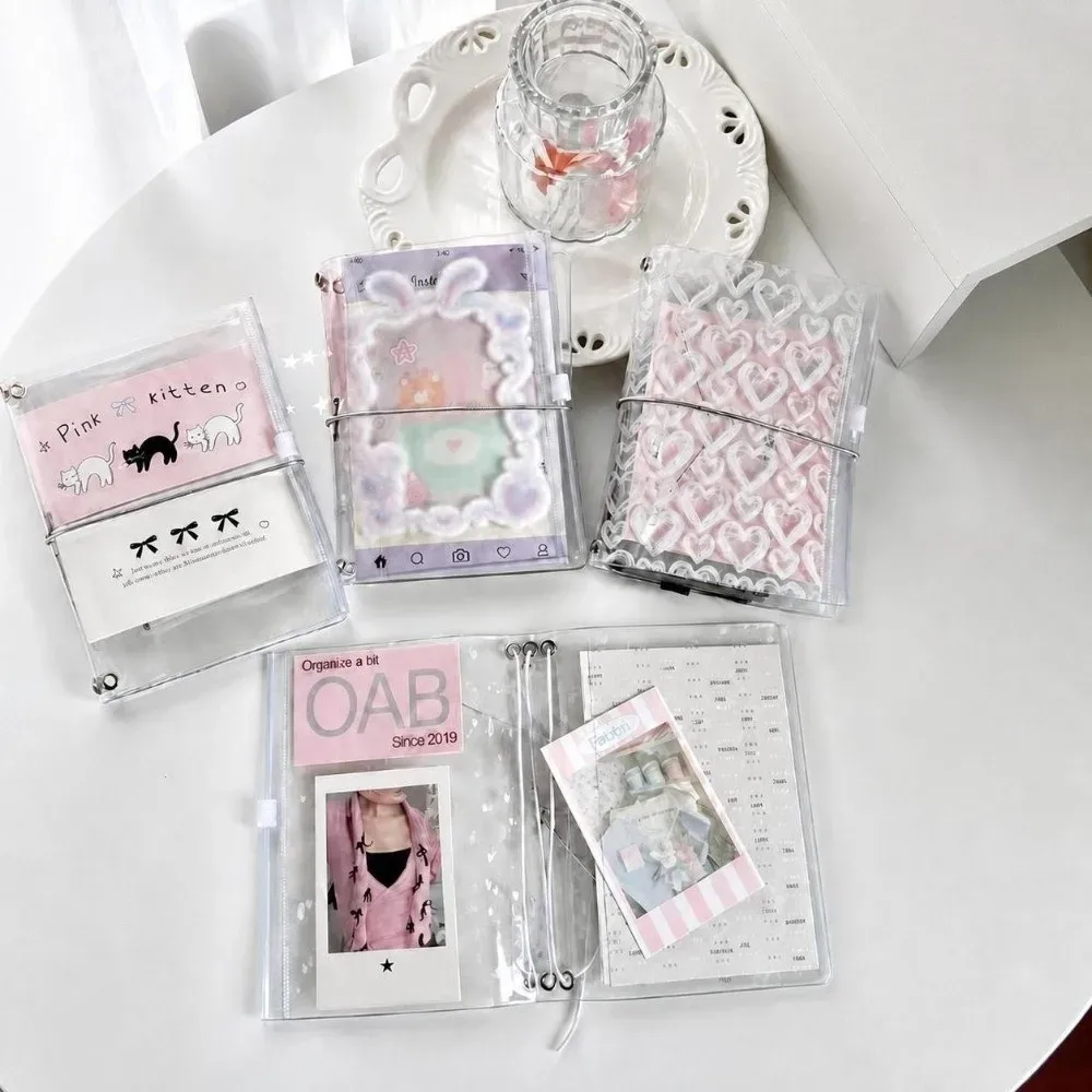 couverture de carnet en pvc durable tn, imprimé à pois, avec poche zippée, couverture de journal, porte-passeport transparent
