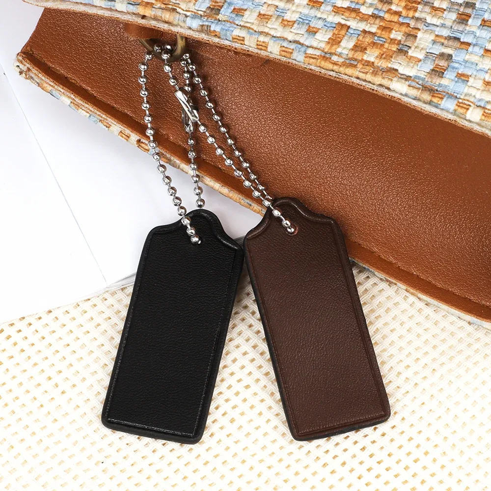 2 étiquettes de bagage en cuir de vachette, accessoires de voyage pour valises, breloques en cuir pour sacs, chaînes porte-clés pendentifs pour sacs à main et sacs à bandoulière