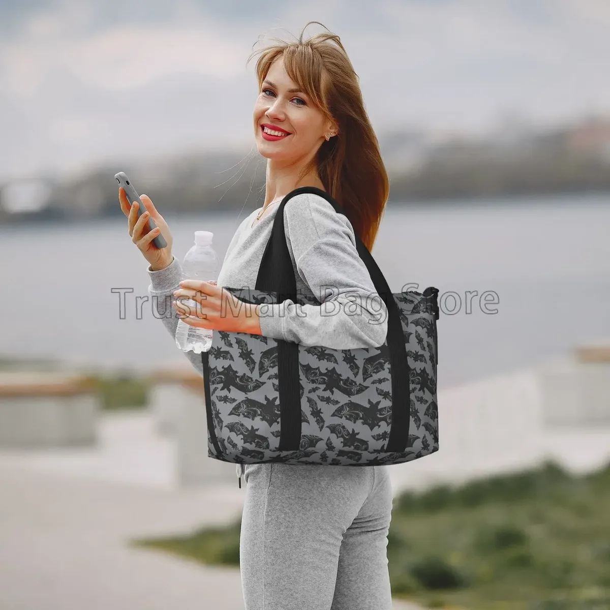 goth halloween chauves-souris imprimer sac de sport chauves-souris noires animaux volants sacs de voyage de nuit sac à bagages sacs de week-end pour femmes hommes