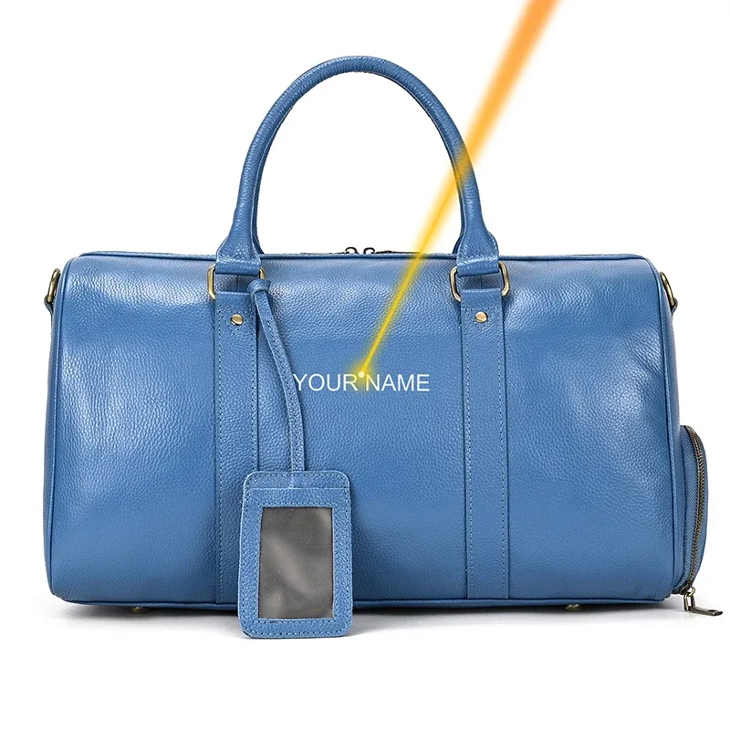 sac de voyage en cuir véritable de grande capacité pour hommes et femmes, en cuir de vache noir souple, polochon de voyage décontracté, grand sac à bandoulière pour week-end