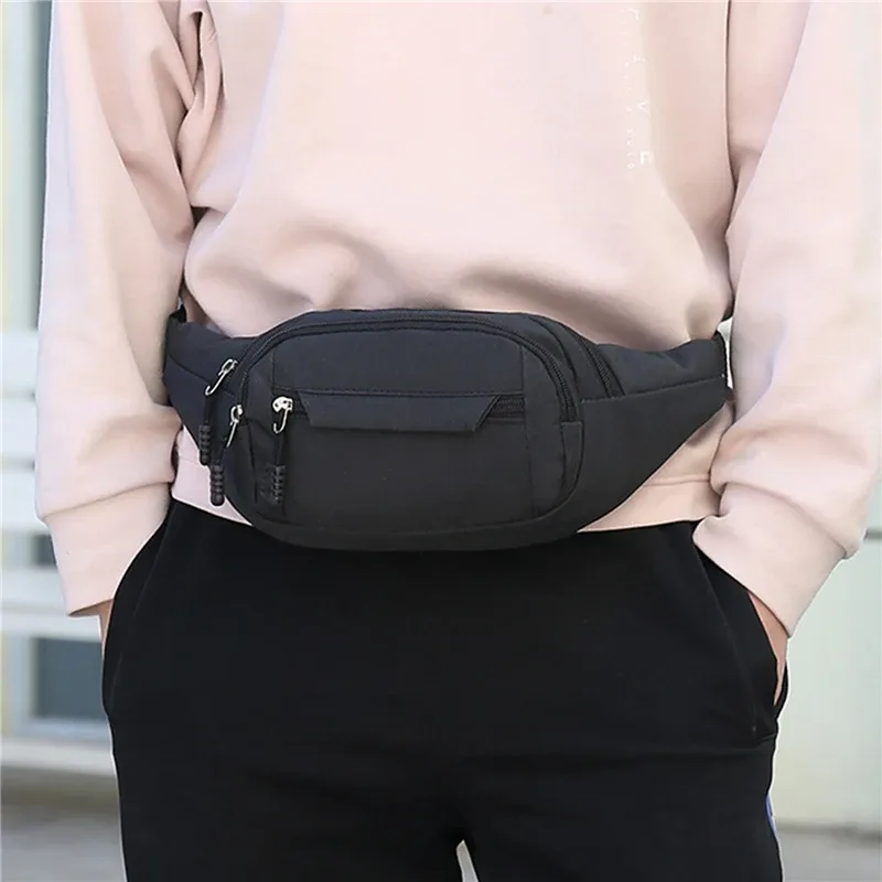sac banane de taille unisexe pour hommes, sac de poitrine étanche, sac de sport de plein air, pochette en toile, pochette banane à bandoulière