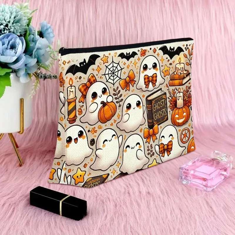 trousse polyester dessin animé bleu noir beige pliante extensible maquillage voyage toiletier cosmétique sac petit format