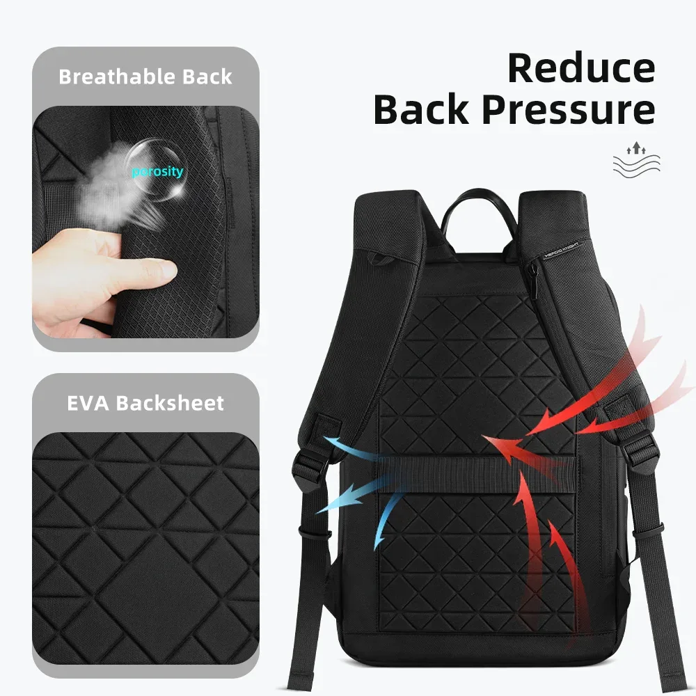 sac à dos d'affaires heroic knight pour ordinateur portable de 15,6 pouces, grand sac à dos de voyage étanche pour homme, sac à dos minimaliste pour les trajets au bureau, mochila avec usb