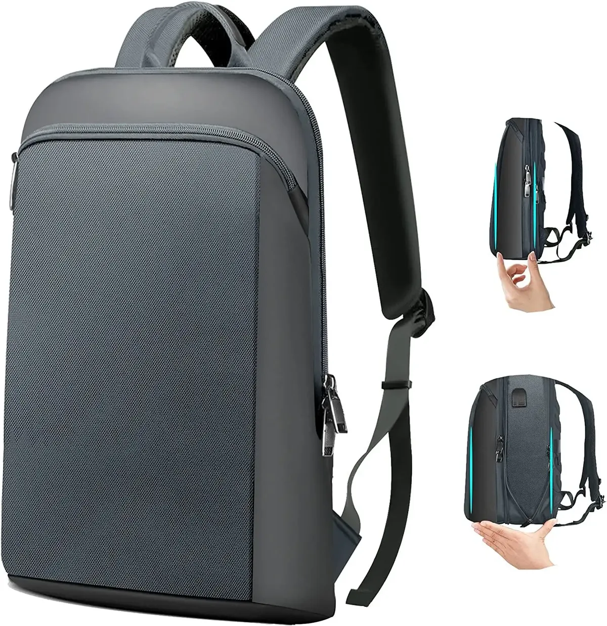 zinz slim extensible sac à dos pour ordinateur portable antivol 15-16 pouces sac pour ordinateur portable de voyage d'affaires pour hommes et femmes