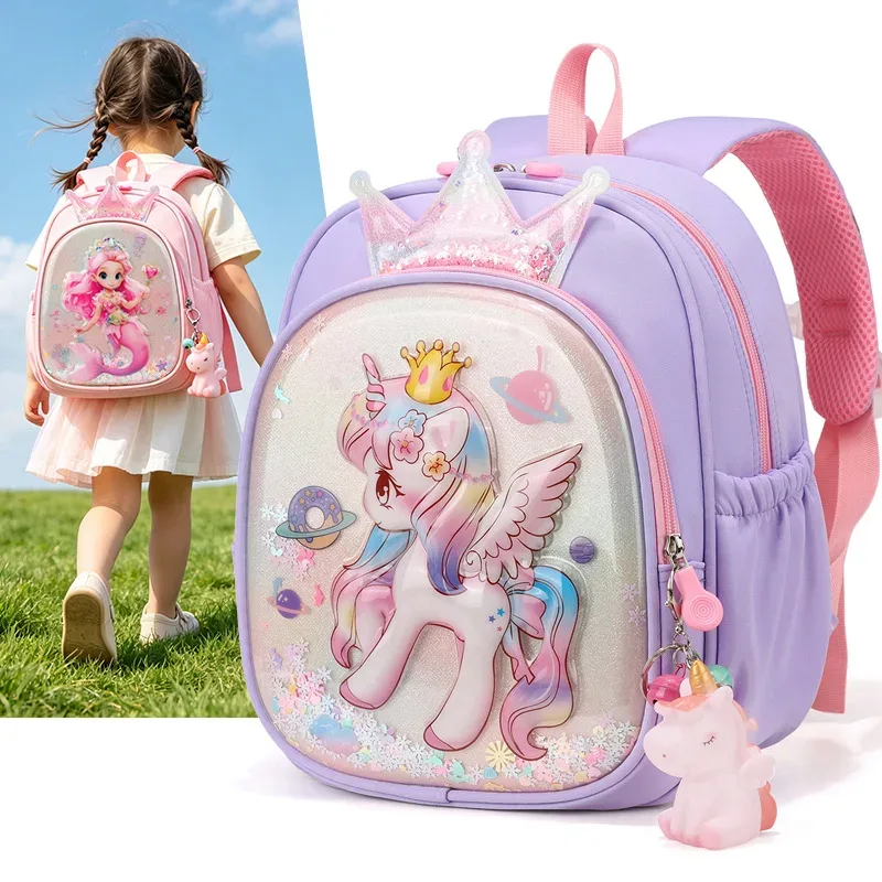 sac à dos princesse sirène de dessin animé pour filles de 3 à 6 ans, léger, pour la maternelle et l'école, sac de voyage, mignon sac à dos licorne
