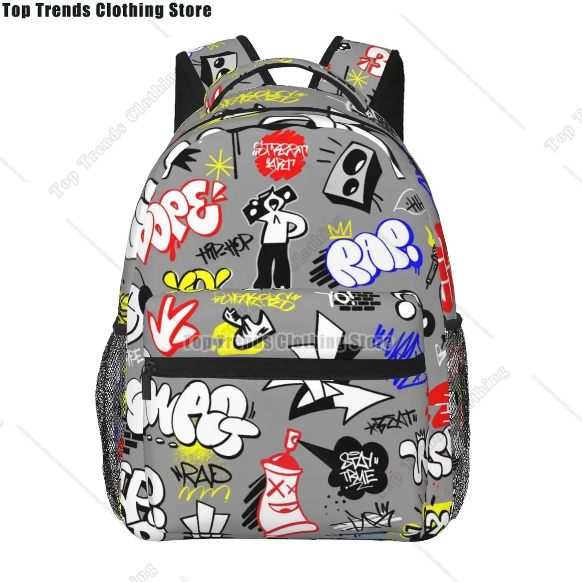 sac dos polyester imprimé graffiti omg savage symboles coeurs unisexe voyage école ordinateur portable
