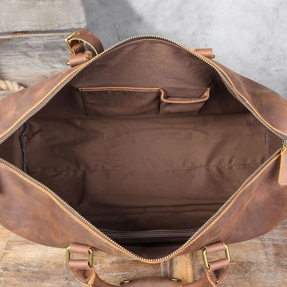 sac de voyage en cuir pleine fleur fait main s.worker, sac de voyage en cuir véritable grande capacité, bagages d'affaires, sacs de week-end