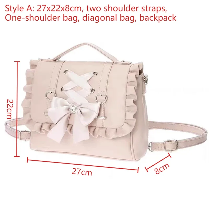 sac à main lolita knot pour femme, sac à bandoulière simple ou double, sac à dos décontracté coréen en cuir pu, sac ita kawaii