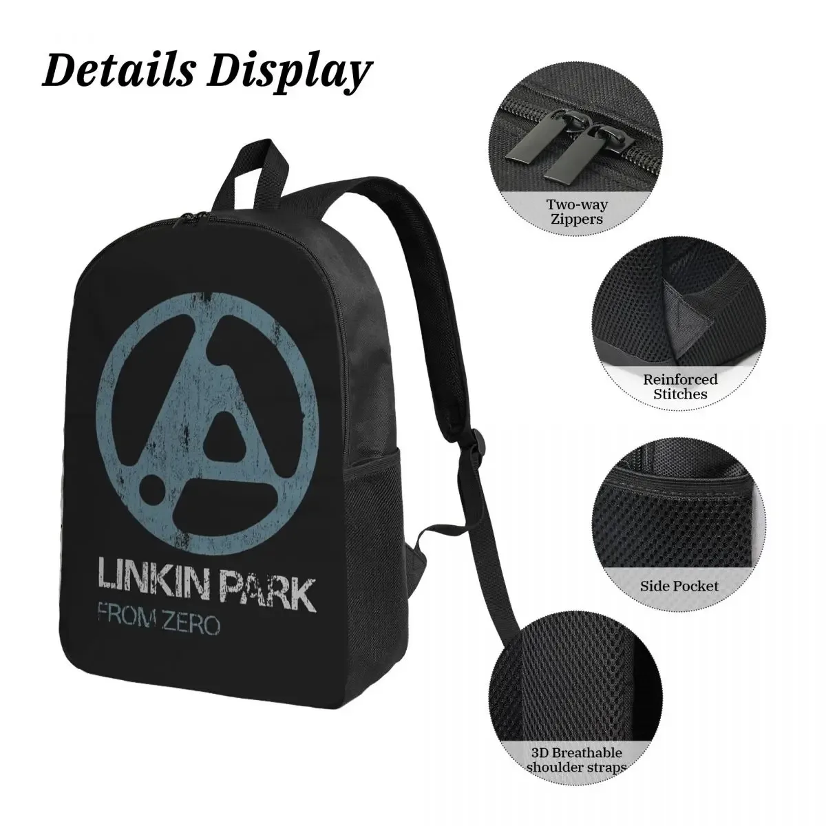 sac à dos linkin park pour garçons et filles, sac d'école, sac à bandoulière pour ordinateur portable, 3 pièces, sac à déjeuner isotherme, trousse à crayons