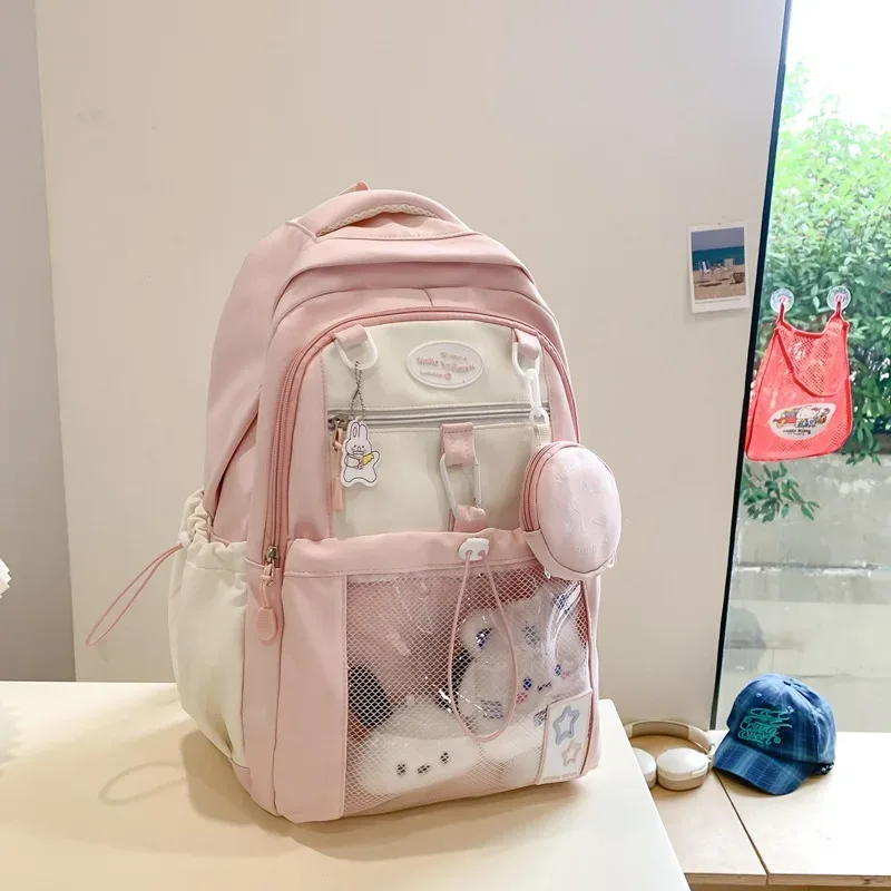 sac à dos pour filles, nouvelle mode, doux et mignon, grand sac d'école à cordon de serrage pour étudiantes, sac à bandoulière de voyage coréen y2k pour lycée