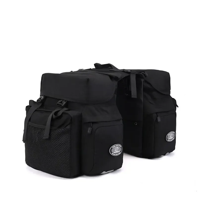 sac vélo nylon beige compartiments latéraux poche zip fermure kam hook grande capacité transport voyage cyclisme