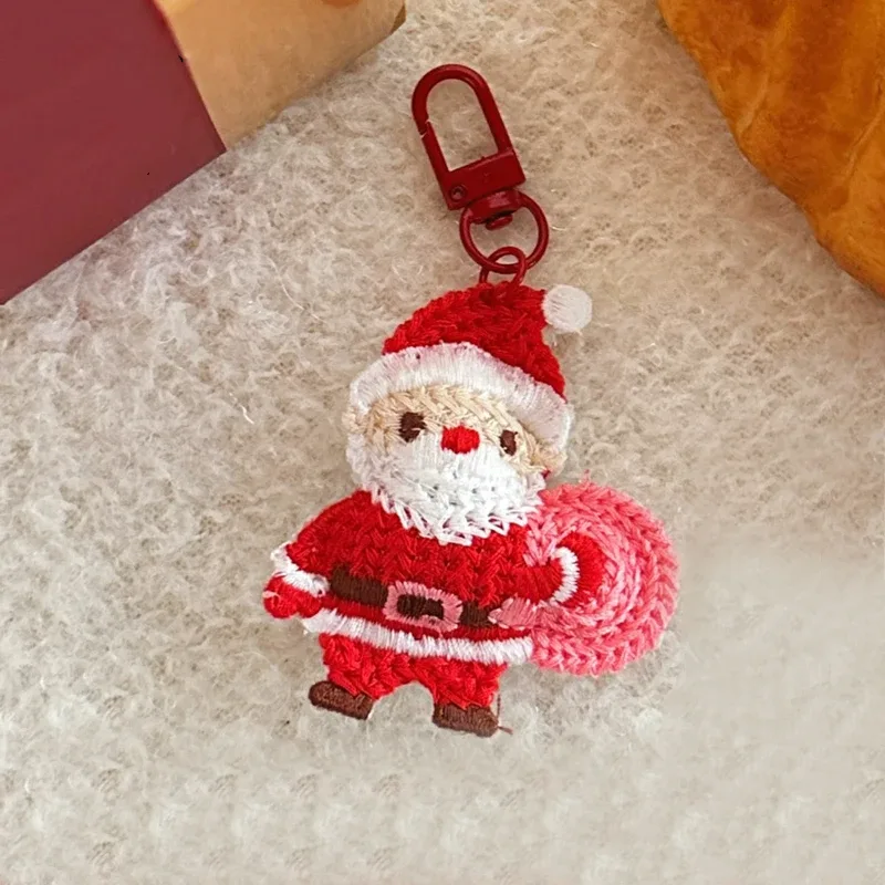 pendentif de noël en tissu, élan, sapin de noël, père noël de dessin animé, porte-clés, breloques pour sac, porte-clés de noël, décoration de sac à dos
