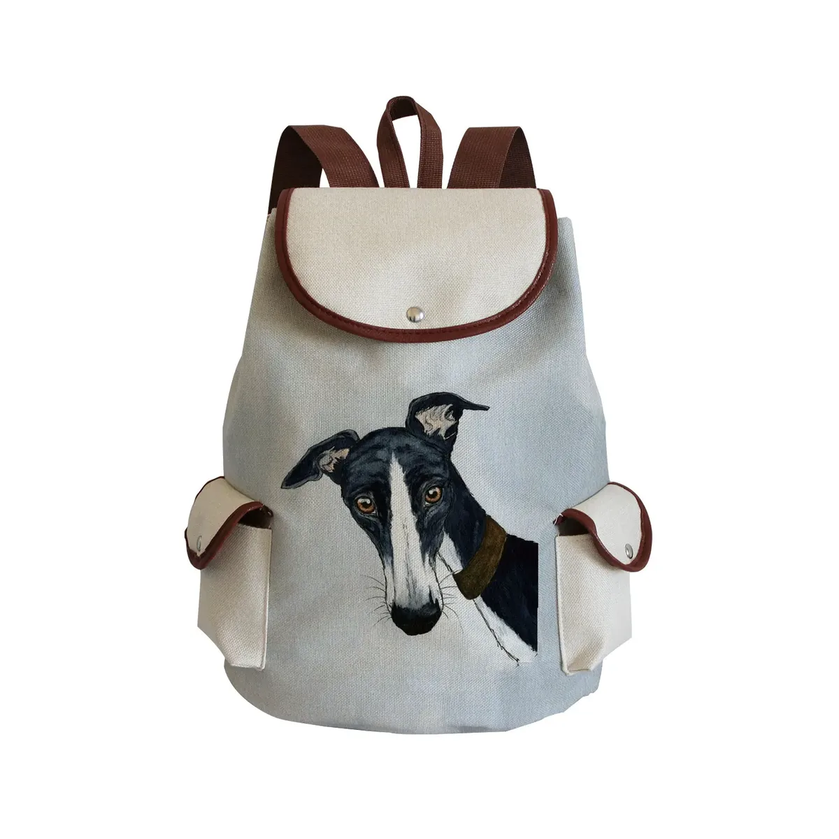 sac à dos personnalisé avec peinture à l'huile et imprimé de chien lévrier, sacoche de styliste durable pour shopping et voyage, accessoire d'extérieur décontracté pour femme