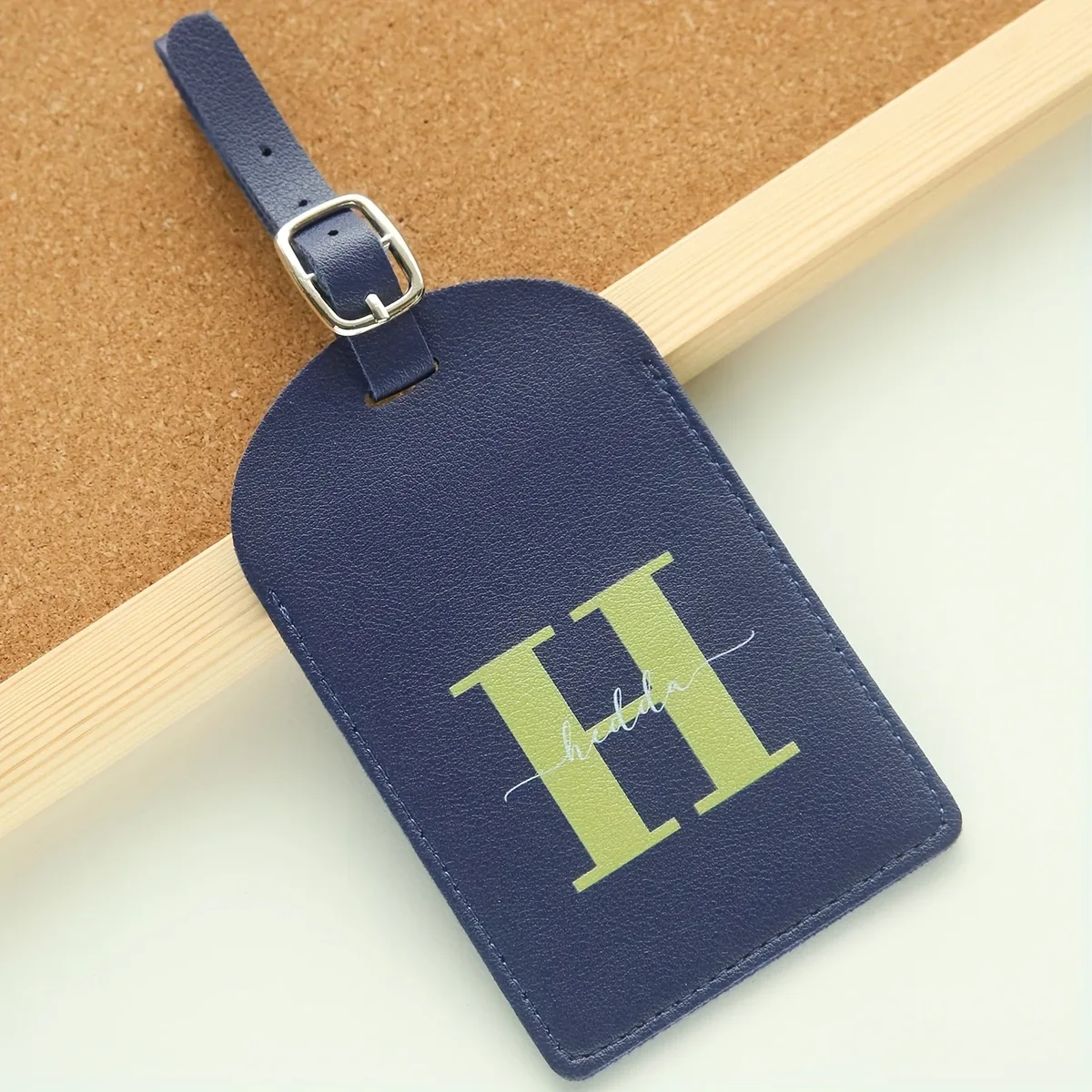 étiquette de bagage personnalisée avec nom et initiales pour valises, étiquettes de bagage colorées avec monogramme personnalisé et carte de nom avec protection de la vie privée