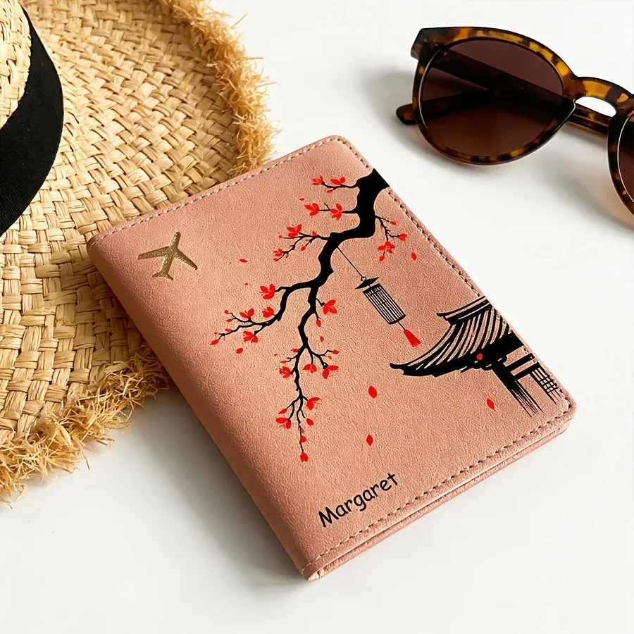 porte-passeport personnalisé à motif floral, léger, portable, portefeuille de voyage, porte-cartes, cadeau essentiel pour les vacances
