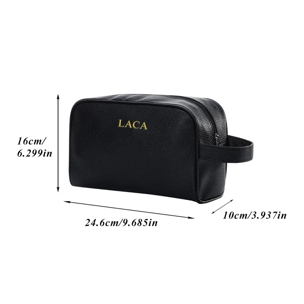 trousse de maquillage pour hommes de grande capacité avec nom ou lettre personnalisée, trousse de toilette portable à fermeture éclair pour voyage d'affaires, trousse de maquillage pour hommes