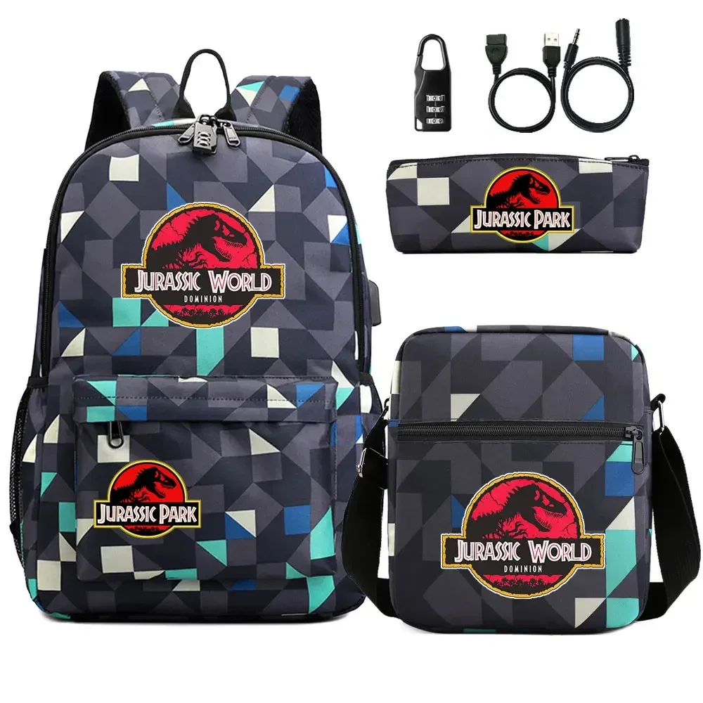 sac dos tissu oxford unisexe noir logo jurassic world bandoulière arquée compartiment intérieur style dessin animé usage voyage