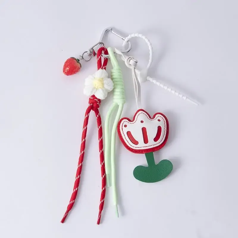 modish cuir miniature ours tissé laçage sac à dos parure bricolage porte-clés sac à main ajout