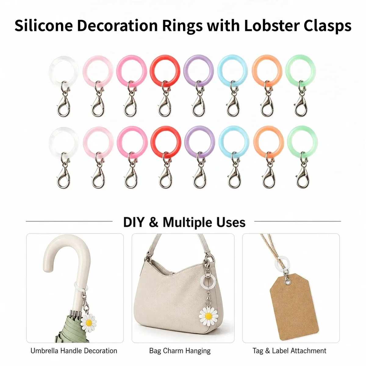 ensemble de fermoirs mousquetons en forme de o (10/20 pièces), accessoires de bijouterie diy pour parapluies, porte-clés, breloques de sac et bracelets