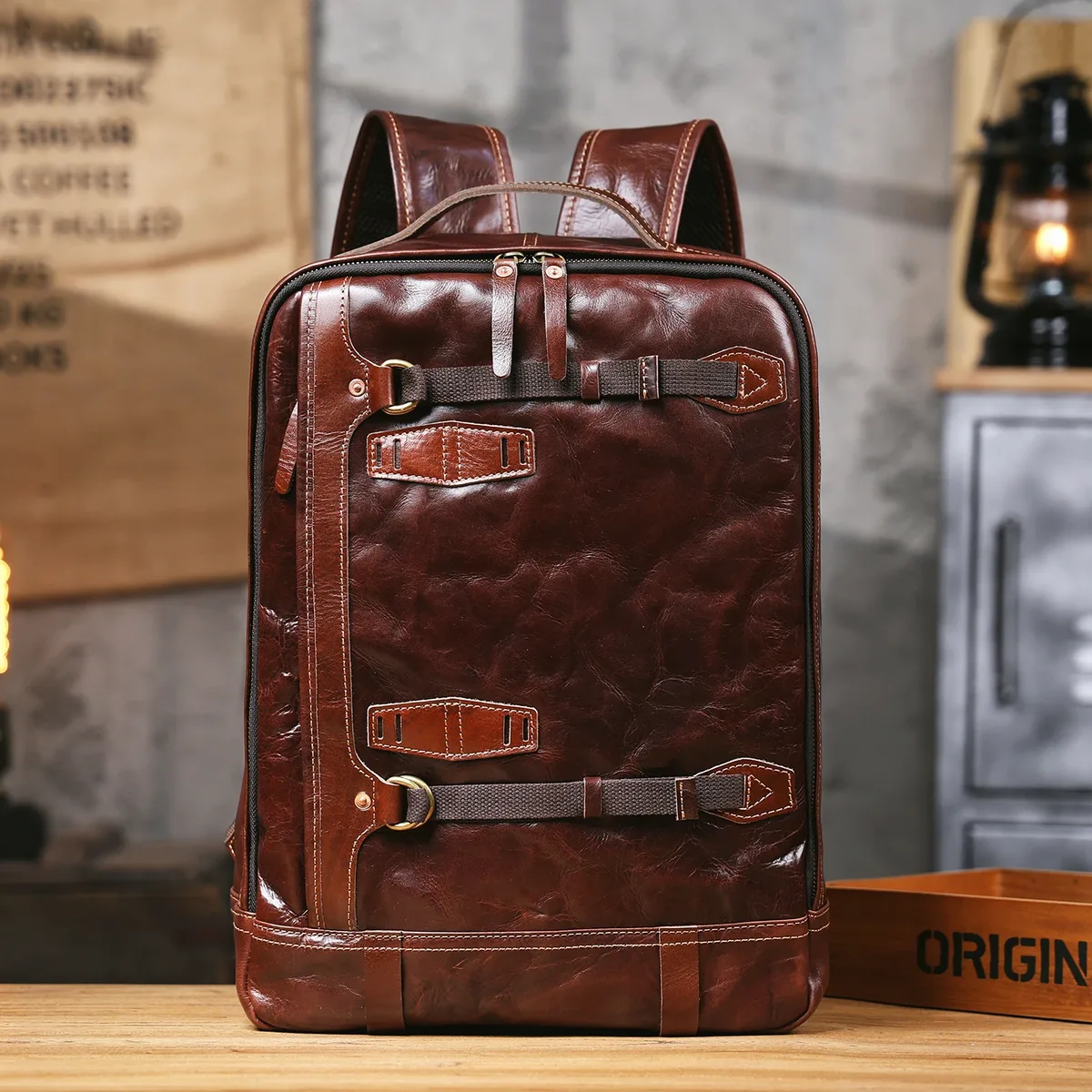 s.worker sac à dos décontracté en cuir de vache véritable pour hommes, sac à dos pour ordinateur portable de 16 pouces, sacs de voyage de grande capacité, sacs d'école