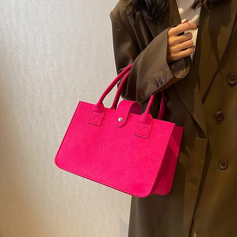 sac fourre-tout en feutre grande capacité couleur bonbon style ins, sac de courses portable à main, idéal pour cadeau de mariage et sac de transport quotidien