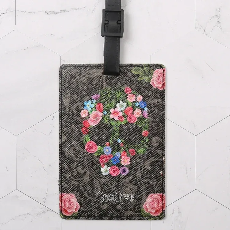 porte-adresse d'identification de valise en pu, étiquette d'embarquement de bagages, étiquette portable créative de voyage, accessoires de voyage de haute qualité, étiquette de bagage