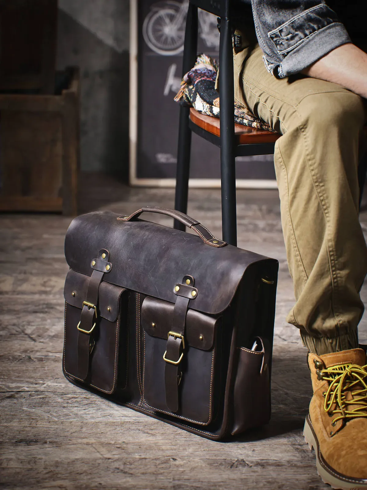 vintage haute qualité cheval fou peau de vache hommes grand porte-documents voyage décontracté luxe à la main en cuir véritable sac à main pour ordinateur portable