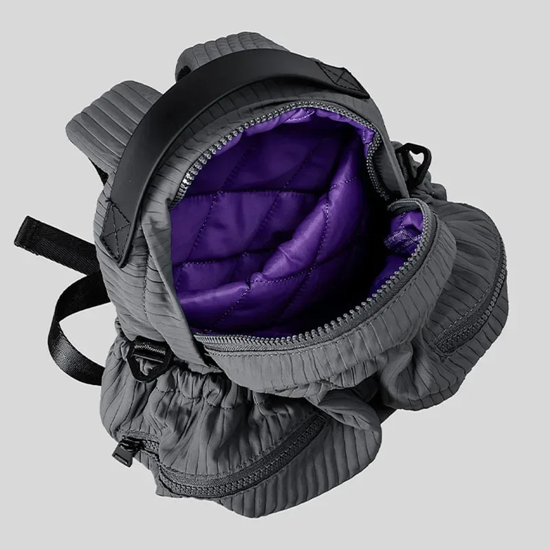 xmessun nouveau sac à dos plissé en nylon imperméable, sac de voyage décontracté léger au design tendance, sac à bandoulière pour femme pour les trajets quotidiens