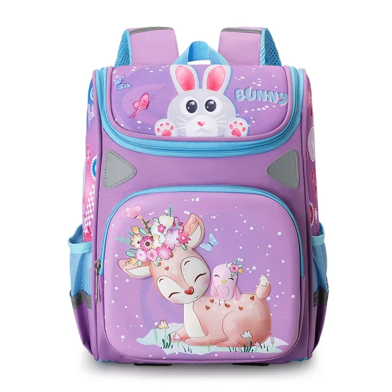 Mignon dessin animé cerf filles sacs d'école princesse violet Nylon enfants sacs à dos pour les élèves du primaire cartable enfants cartables