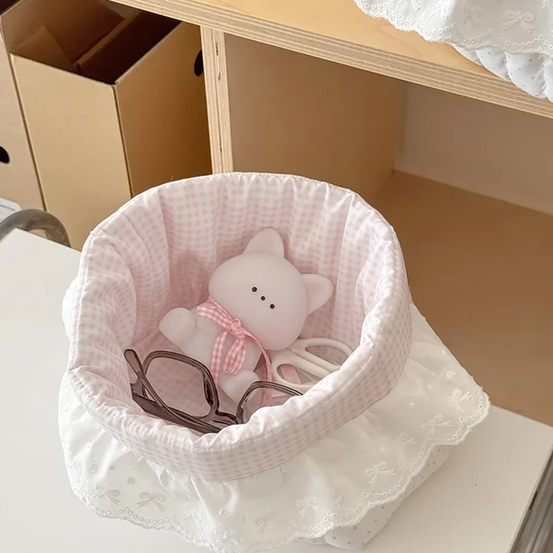 trousse de maquillage coréenne en dentelle à pois, étui de voyage tendance pour filles, grande capacité, rangement cosmétique, organisateur de pinceaux