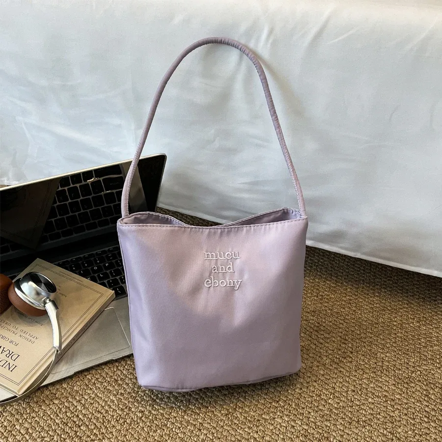sac carré brodé, sac seau en nylon tendance de style japonais, nouveau sac à bandoulière printemps/été