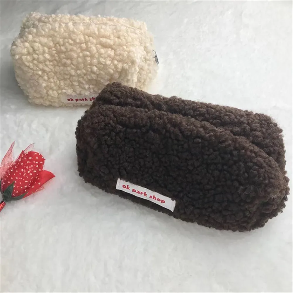 sac à cosmétiques en peluche grande capacité pour femmes et filles, jolie trousse de maquillage de voyage, stockage de produits de toilette, poudres
