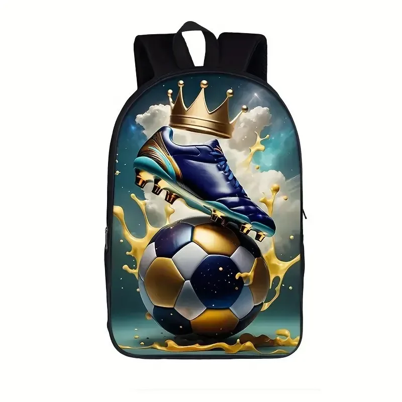 sac à dos de football imprimé en 3d pour étudiants, sac à dos d'école primaire, sac à dos en nylon imperméable et résistant à l'usure