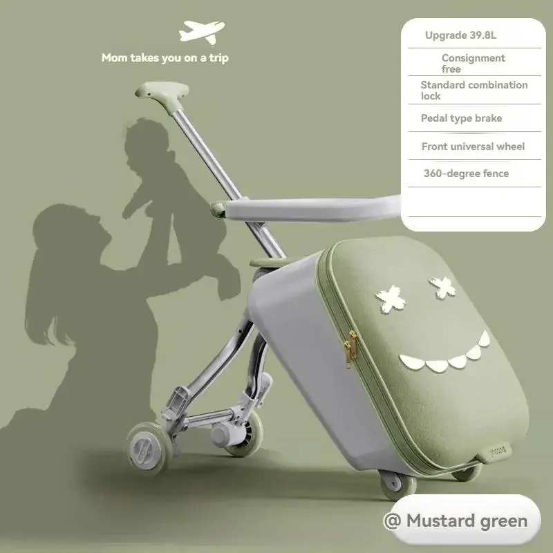 valise à roulettes de voyage pour enfants montable sur avion avec roulettes, bagages, promenade et marche, valise pour bébé, poussette pliante