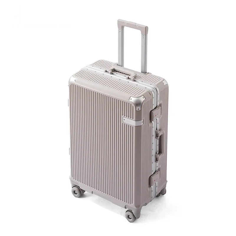 valise à cadre en aluminium avec serrure à combinaison, unisexe, portable, 20 pouces, bagage à main pour étudiant, 28 pouces, avec roues silencieuses