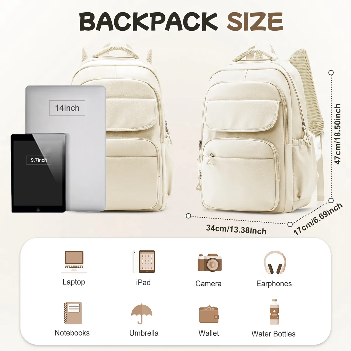 Sac à dos scolaire pour filles et garçons, sac à dos décontracté pour l'université avec compartiment pour ordinateur portable, grande capacité, sac d'étudiant pour sorties, rentrée scolaire