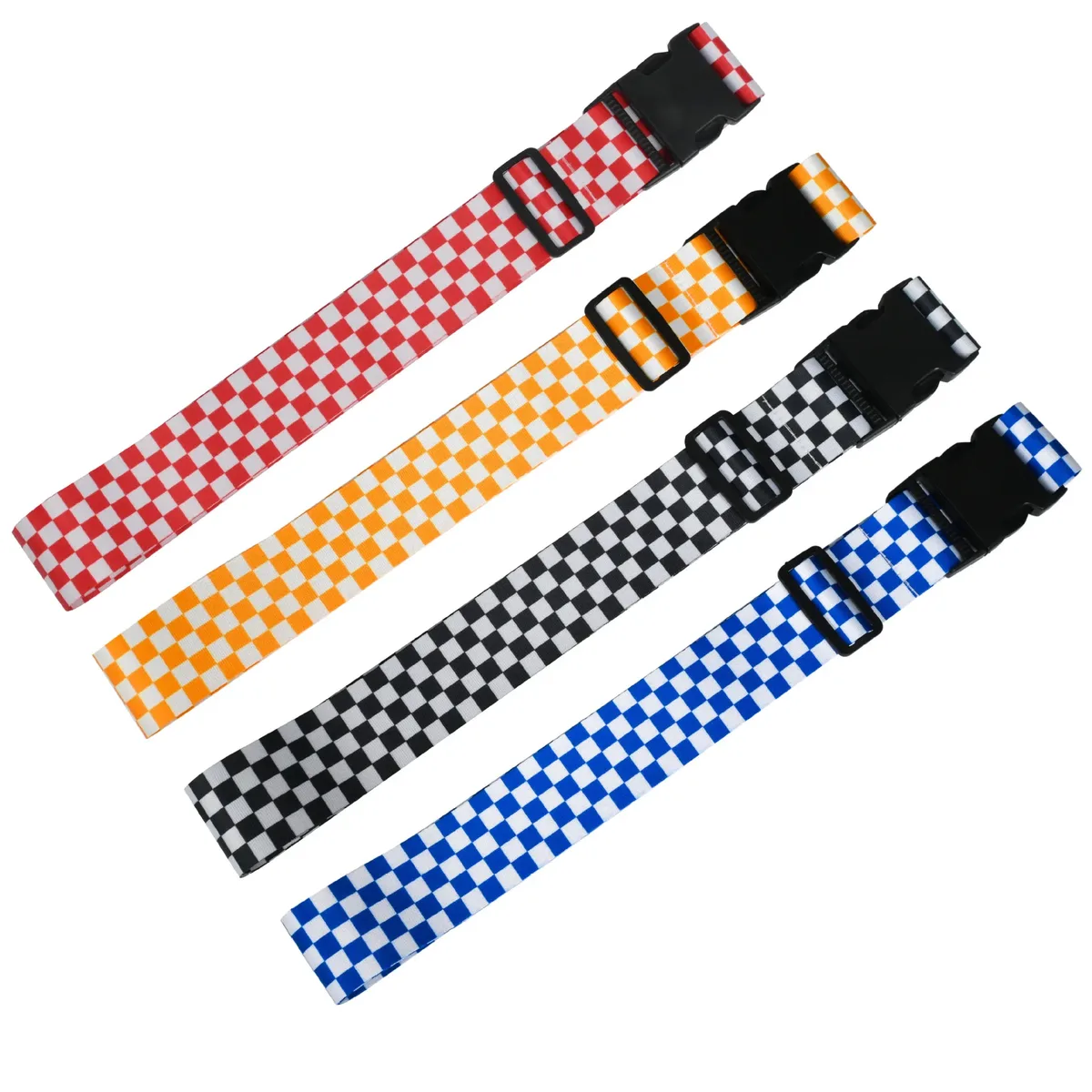 sangles de bagage en lot de 2, motif damier noir et blanc, durables et tendance, accessoires de voyage essentiels.